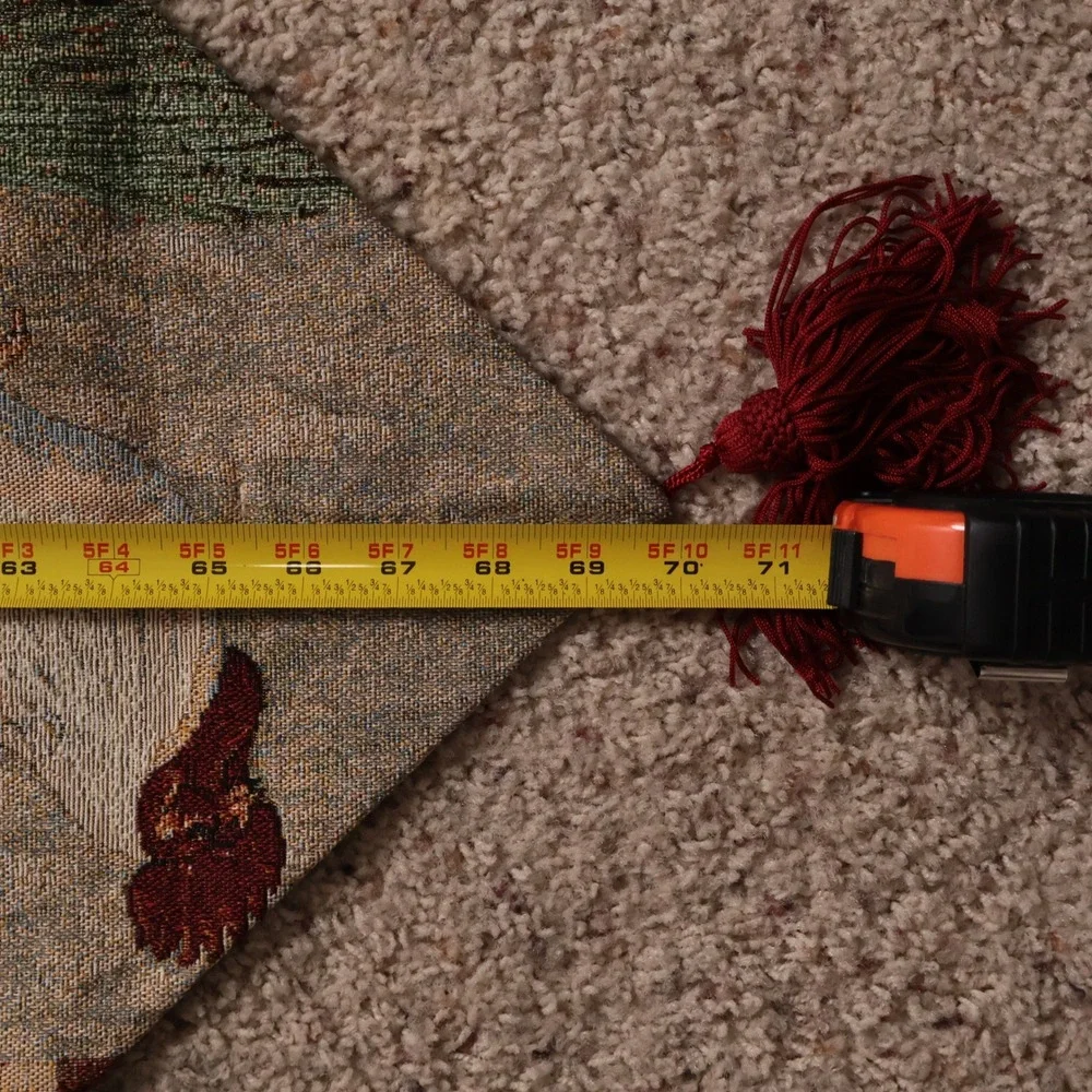 Vintage Style Rooster Tapestry Table Runner Tasseled Farmhouse Decor 70 Inch